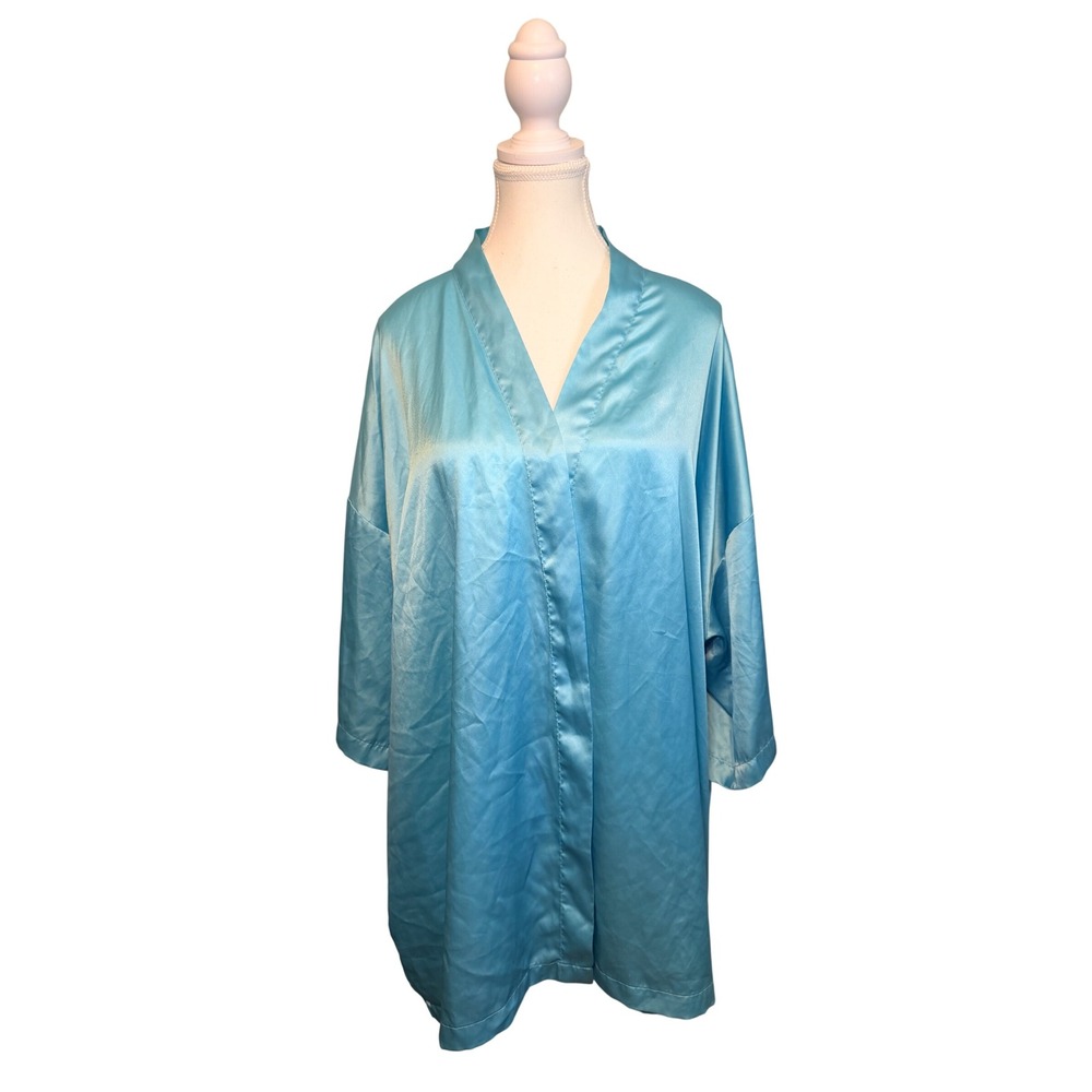 Blue Satin Robe Lightweight Lounge Sleepwear One Size